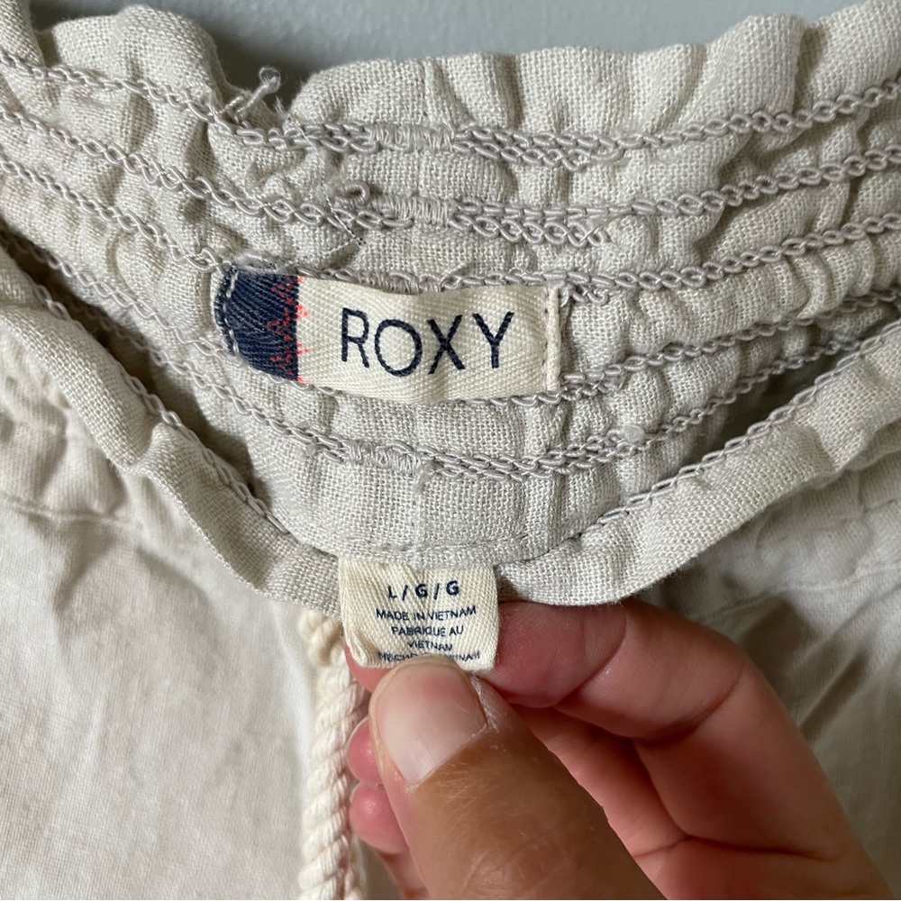 Roxy Oceanside Linen Blend Low-Rise Flare Pants Size Large - Picture 8 of 9